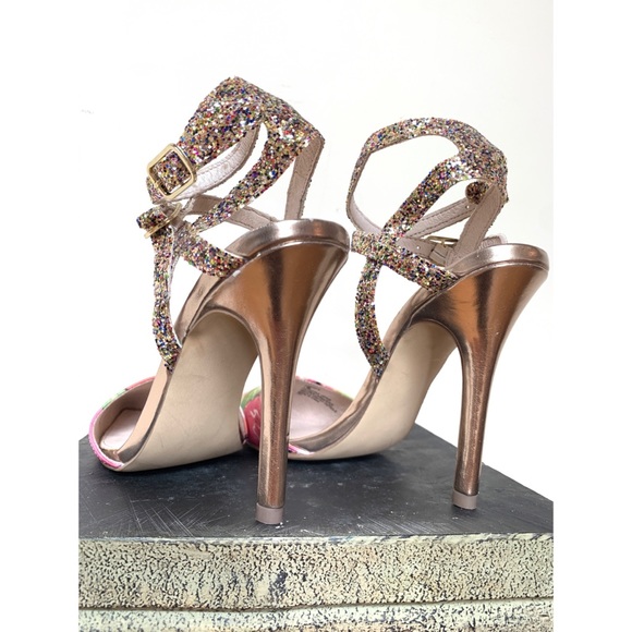 Steve Madden floral print pointy toe glitter strappy heels, New, 7.5 - Picture 4 of 13